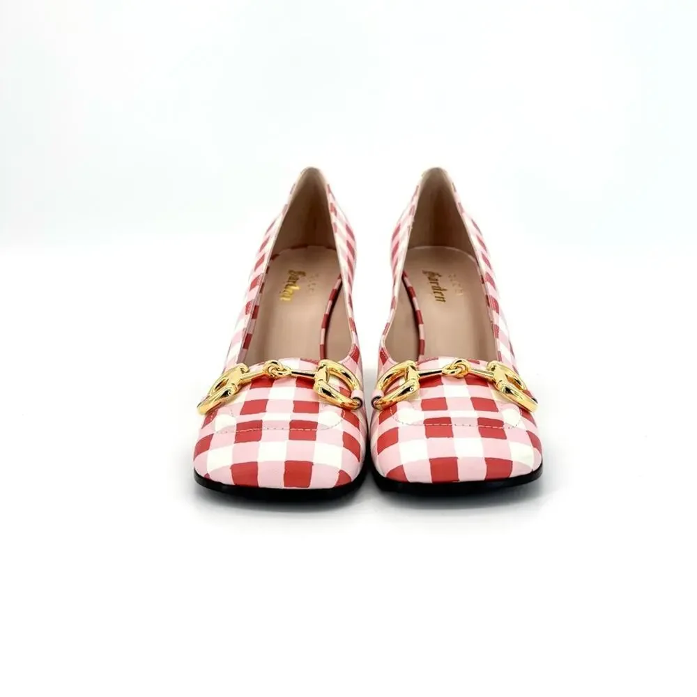 Gucci Baby Horsebit Ken Scott Garden Checkered Platform Heels Pumps 37.5